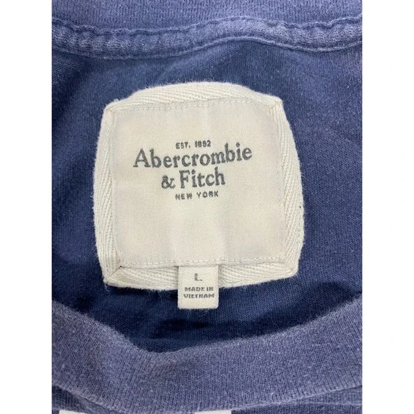 Abercrombie & Fitch Womens Navy Blue A&F Graphic T-Shirt Size L Slim Fit Cotton - Picture 2 of 7